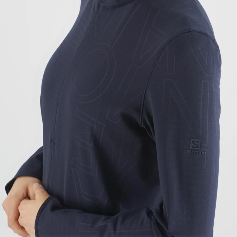 Navy Salomon Essential Lightwarm Half Zip Women's Jackets | IE YC8017